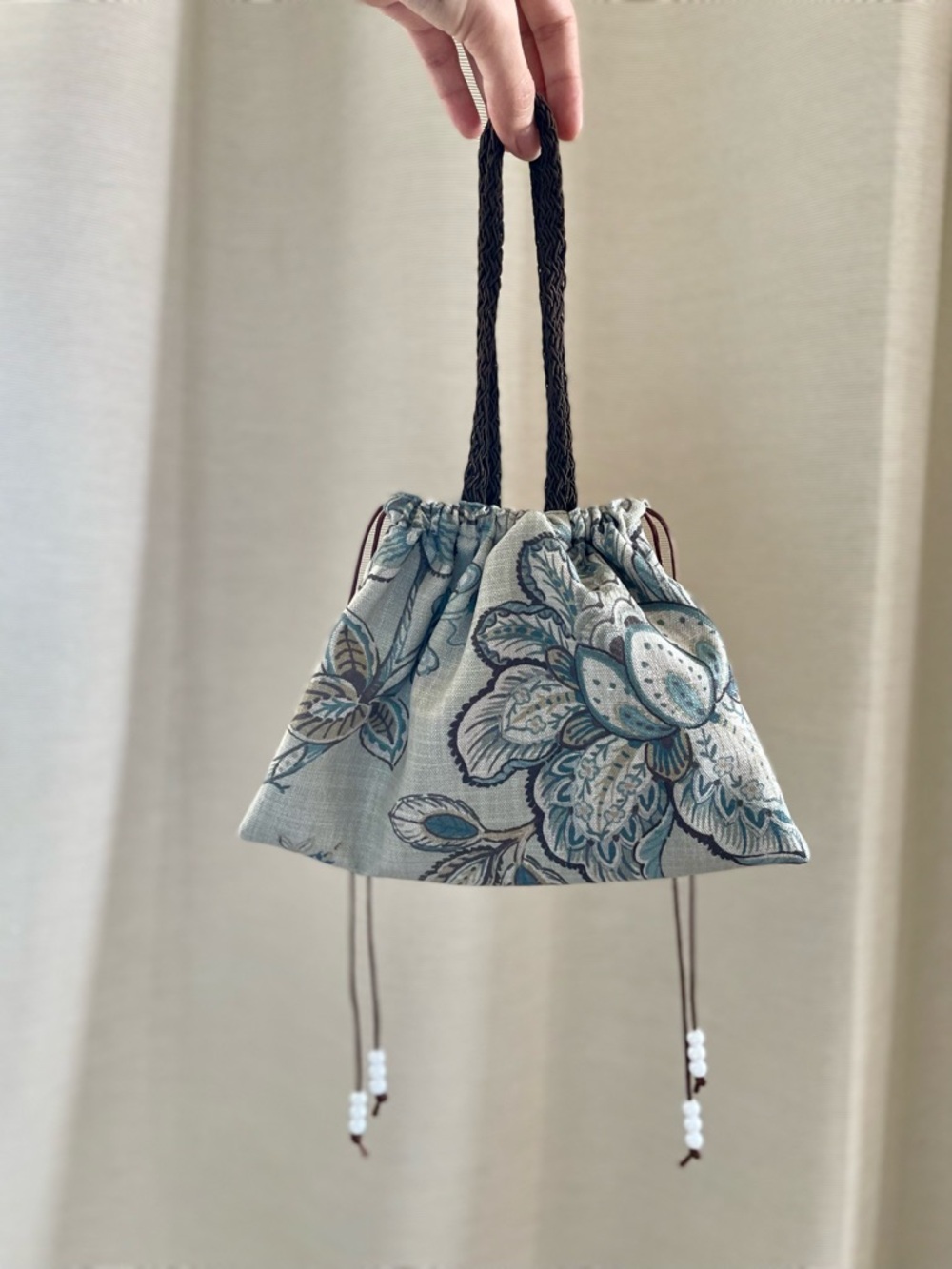 Floral Drawstring Bucket Bag
